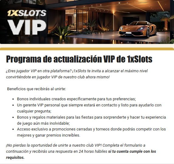 Programa VIP y afiliados de 1xSlots