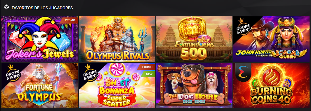 Vista de juegos en 1xSlots